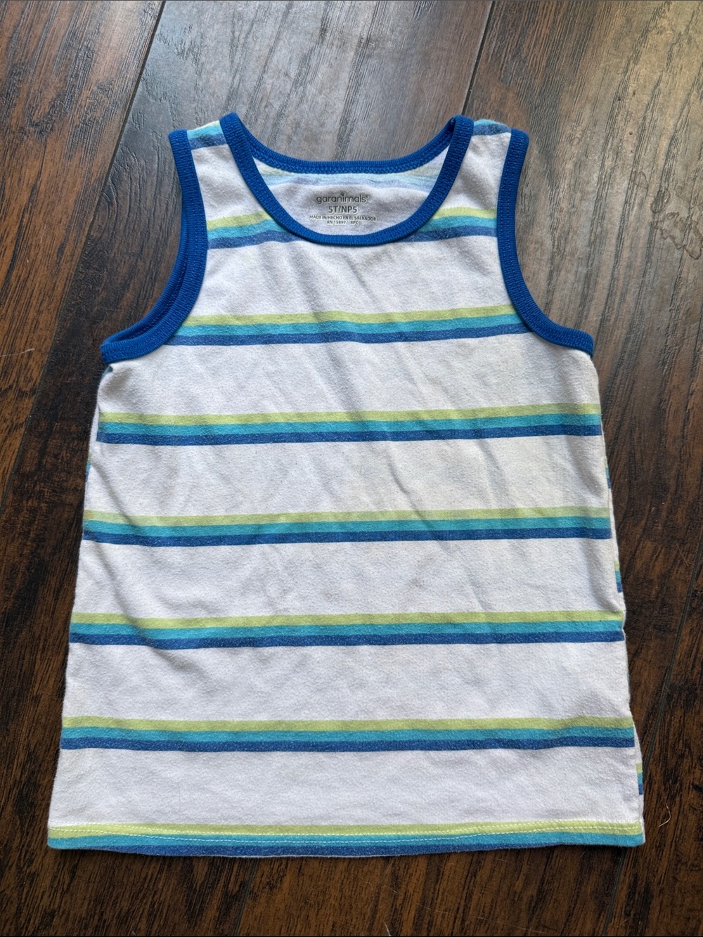 Striped tank top white green and blue